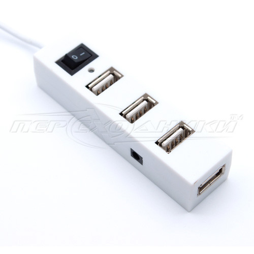 USB 2.0 HUB (хаб, разветвитель) на 4 порта с переключателем, белый - фото 2 - id-p532426191