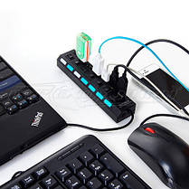 Hi-Speed USB 2.0 HUB, на 7 портів з перемикачем на кожен порт, чорний/білий, фото 3