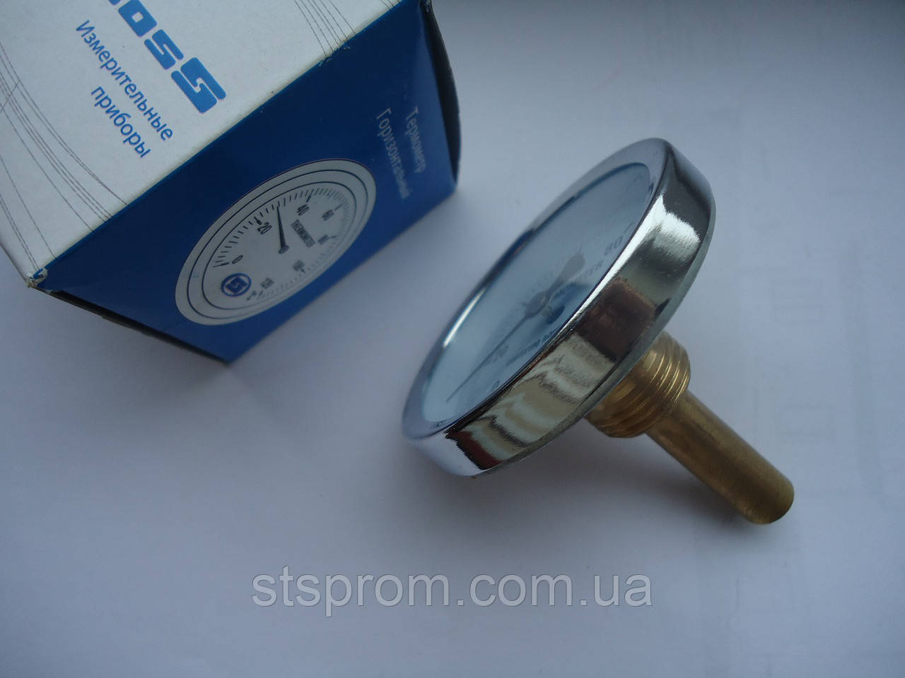 Термометр 1/2", діам 60 мм, 0-120C Грос Gross горизонтальний, заглибний