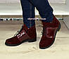 Черевики жіночі бордові на невисокому каблуці, фото 2