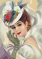 Схема для вишивки бісером Дама в капелюшку квіткової