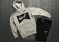 Спортивный костюм Найк мужской с капюшоном, костюм Nike трикотажный (на флисе и без) XS серый
