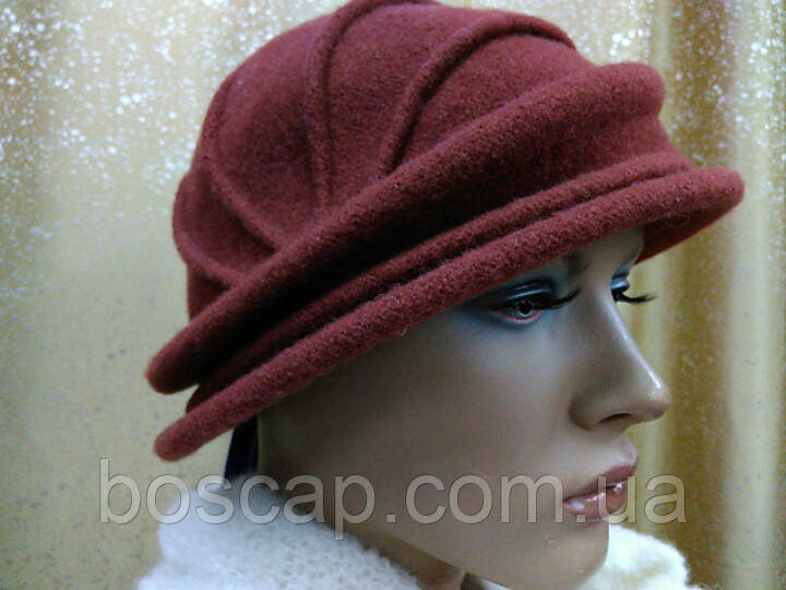 Жіноча капелюха з вовни, з маленькими полями,  ТМ Rabionek, коричневий колір, розмір 55-56