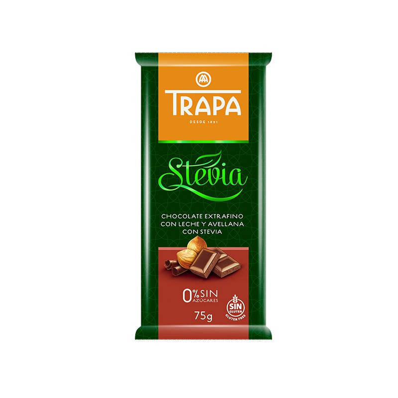 

Молочный шоколад Trapa Stevia с фундуком, 75г 20шт/ящ