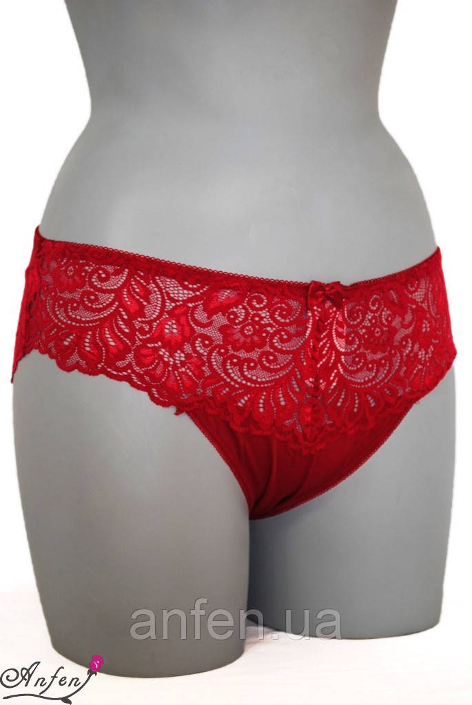Трусики Anfen з гладкої мікрофібри й ажурного мережива