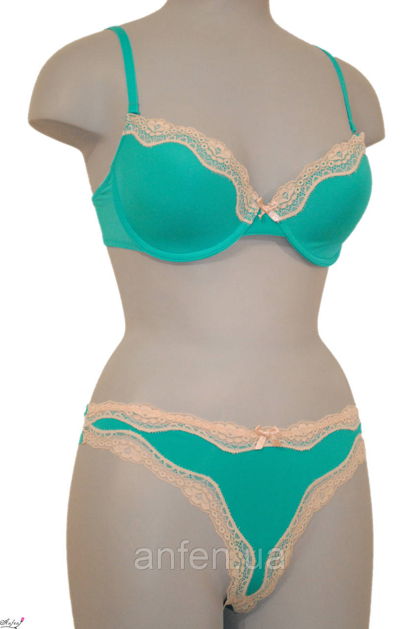 Естетичний комплект білизни Bretele з гладкого полотна з мереживом 75C, 80C, 85C, 90C, 75C, 80C, 85C, 90C