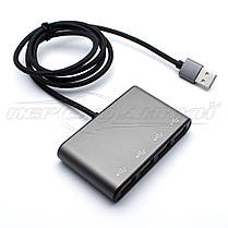 Premium HUB USB 2.0 4 порти (метал), ганчірковий кабель,1 м, фото 3