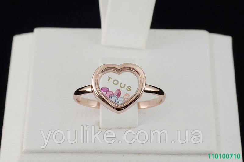 Прелестное кольцо "Сердце" с кристаллами Swarovski, покрытое слоями золота 0710 - фото 3 - id-p48942456
