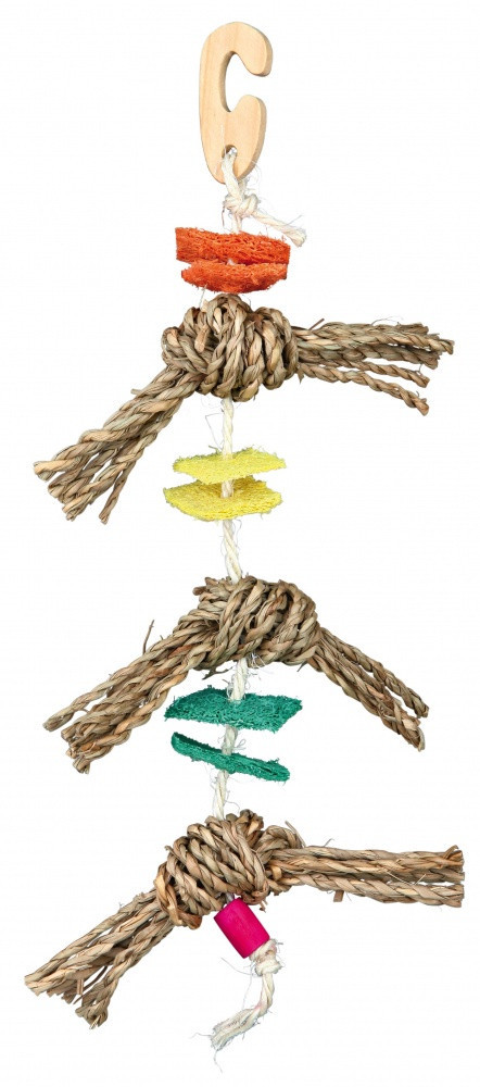 Іграшка Trixie Natural Toy on a Sisal Rope для птахів з люфою, 43 см
