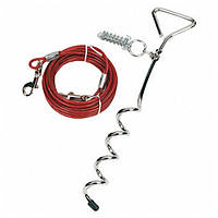 Повідець Karlie-Flamingo Tie Out Cable для собак з кілочком, метал в пластиковій обмотці, 3 м
