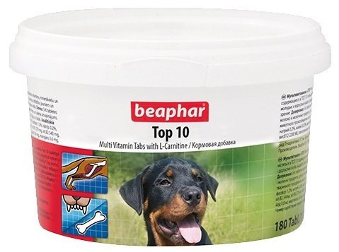 Кормовая добавка Beaphar Top 10 с L-карнитином для собак, 180 таб - фото 1 - id-p658149119