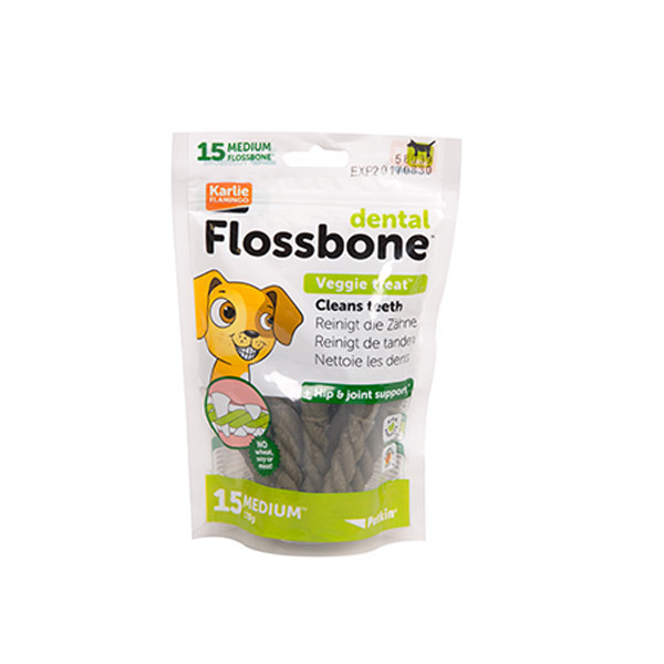 Ласощі Karlie-Flamingo Dental Flossbone для собак жувальний, середнє, 15 шт