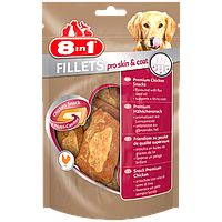 Куряче філе 8 in 1 Fillets Pro Skin & Coat для собак, здоров'я шкіри та шерсті, 80 г