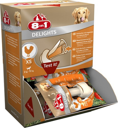 Кістки 8 in 1 Delights Bones XS для собак жувальні, з курячим м'ясом, 30 шт