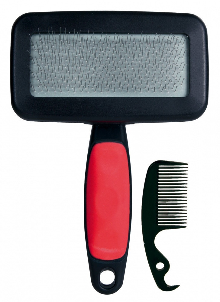 Пуходерка+гребінець Trixie Soft Brush для собак, пластик, 10х13 см