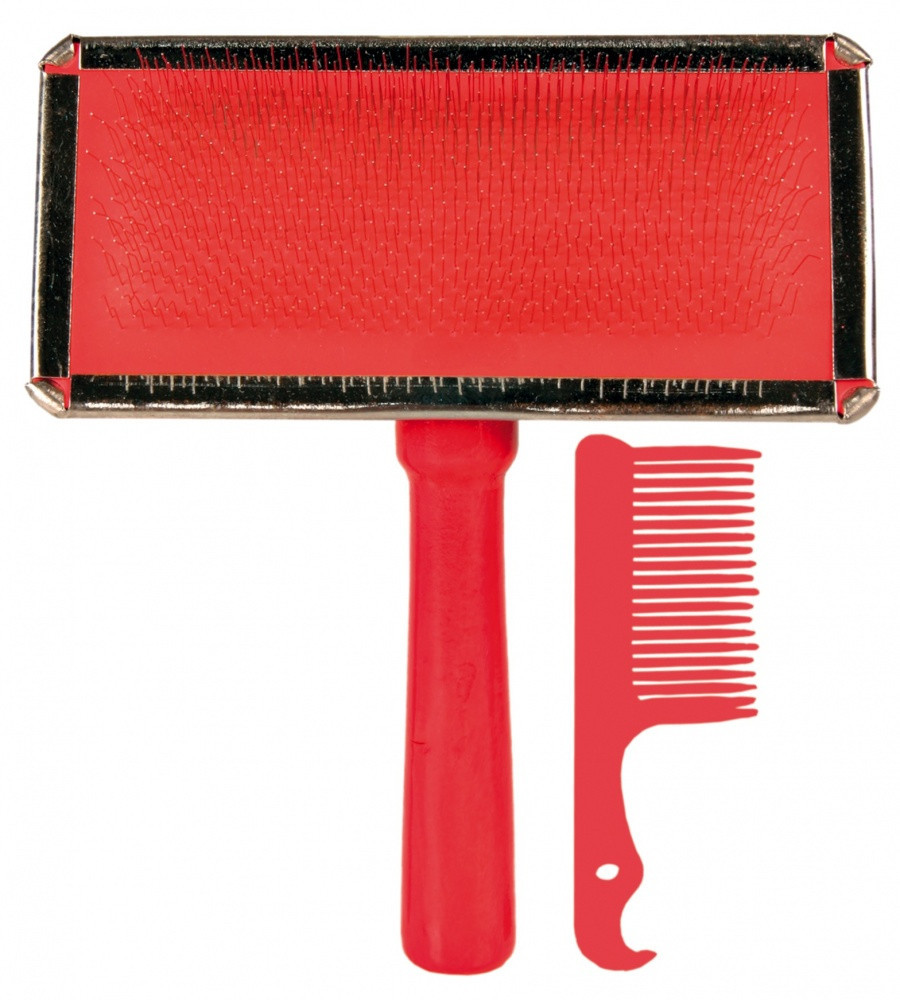 Пуходерка+гребінець Trixie Soft Brush для собак, дерево, 11х14 см, фото 1
