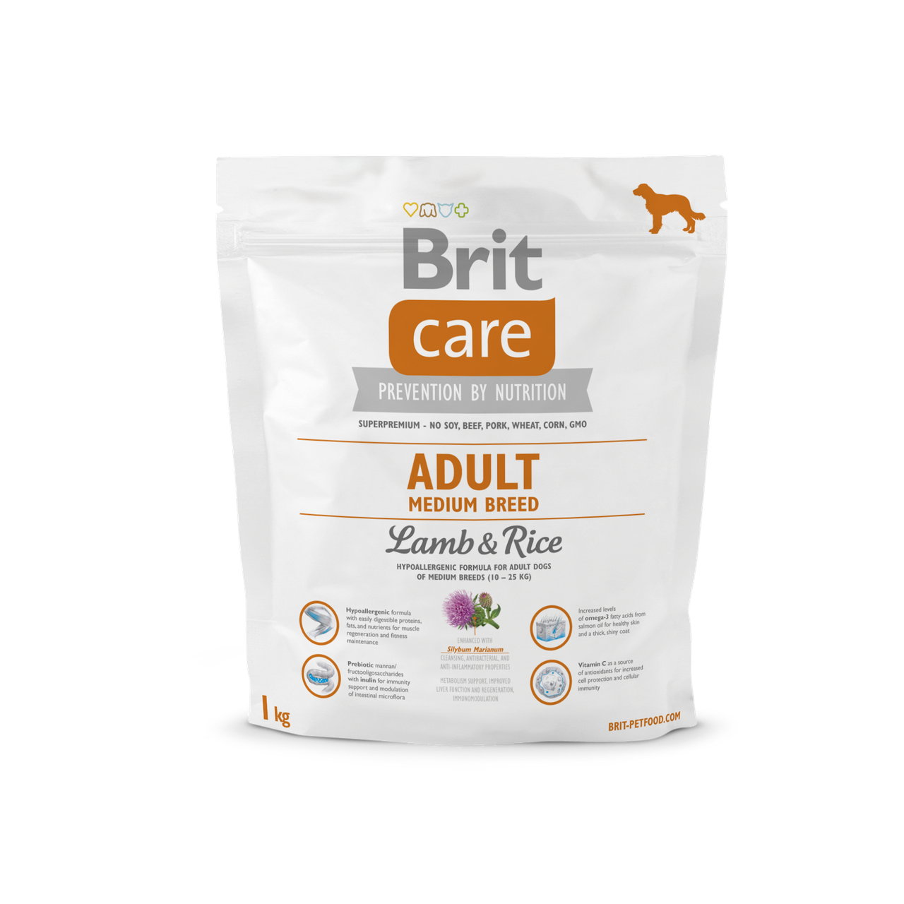 Сухий корм для дорослих собак середніх порід Brit Care Adult Medium Breed Lamb & Rice 1кг