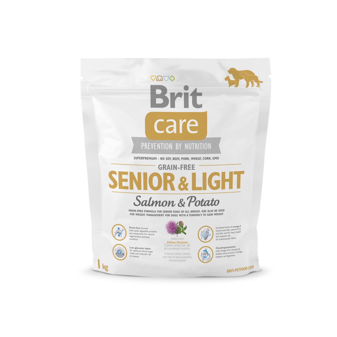 Сухий корм для літніх собак всіх порід Brit Care GF Senior & Light Salmon & Potato 1 кг