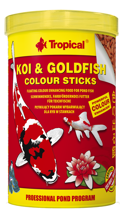 Tropical Koi & Gold Color Sticks корм для ставкових риб поліпшення забарвлення, в паличках, 5 л