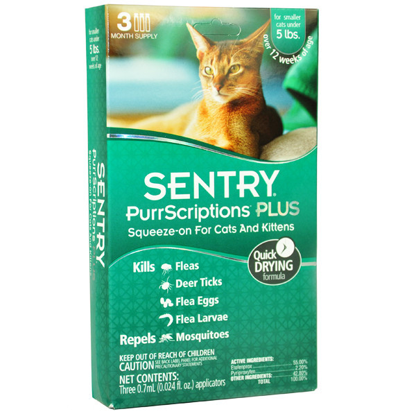 Краплі Sentry PurrScriptions (Пурскрипшнс) бліх та кліщів для кішок до 2,2 кг, 0,7 мл