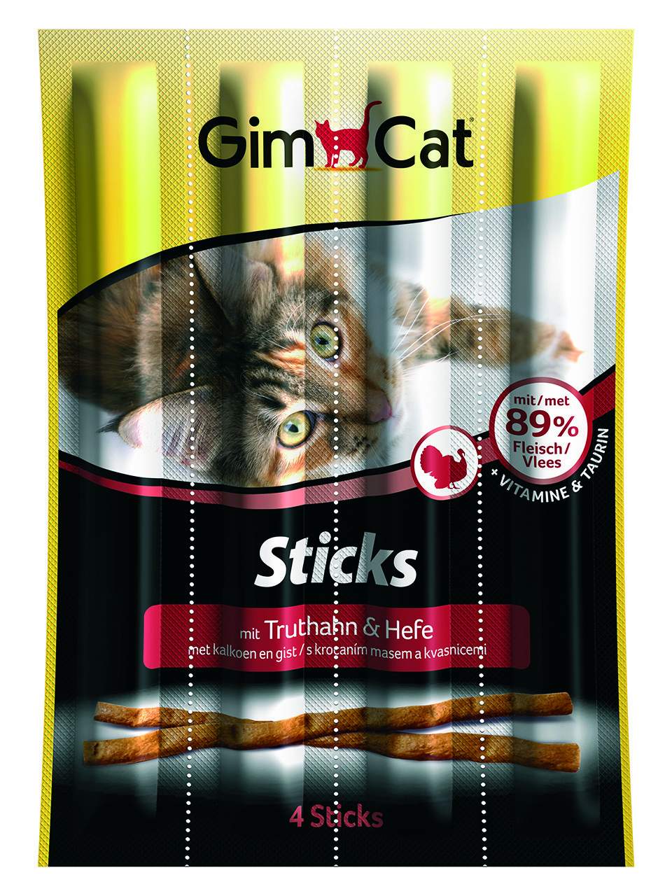 М'ясні палички Gimcat Sticks для кішок з індичкою і дріжджами, 4 шт