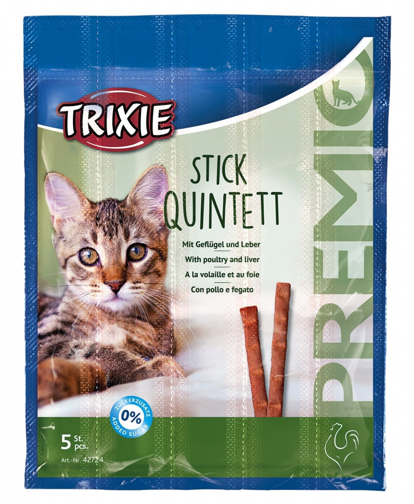 Лакомство Trixie Premio Stick Quintett для кошек с птицей и печенью, 5 шт