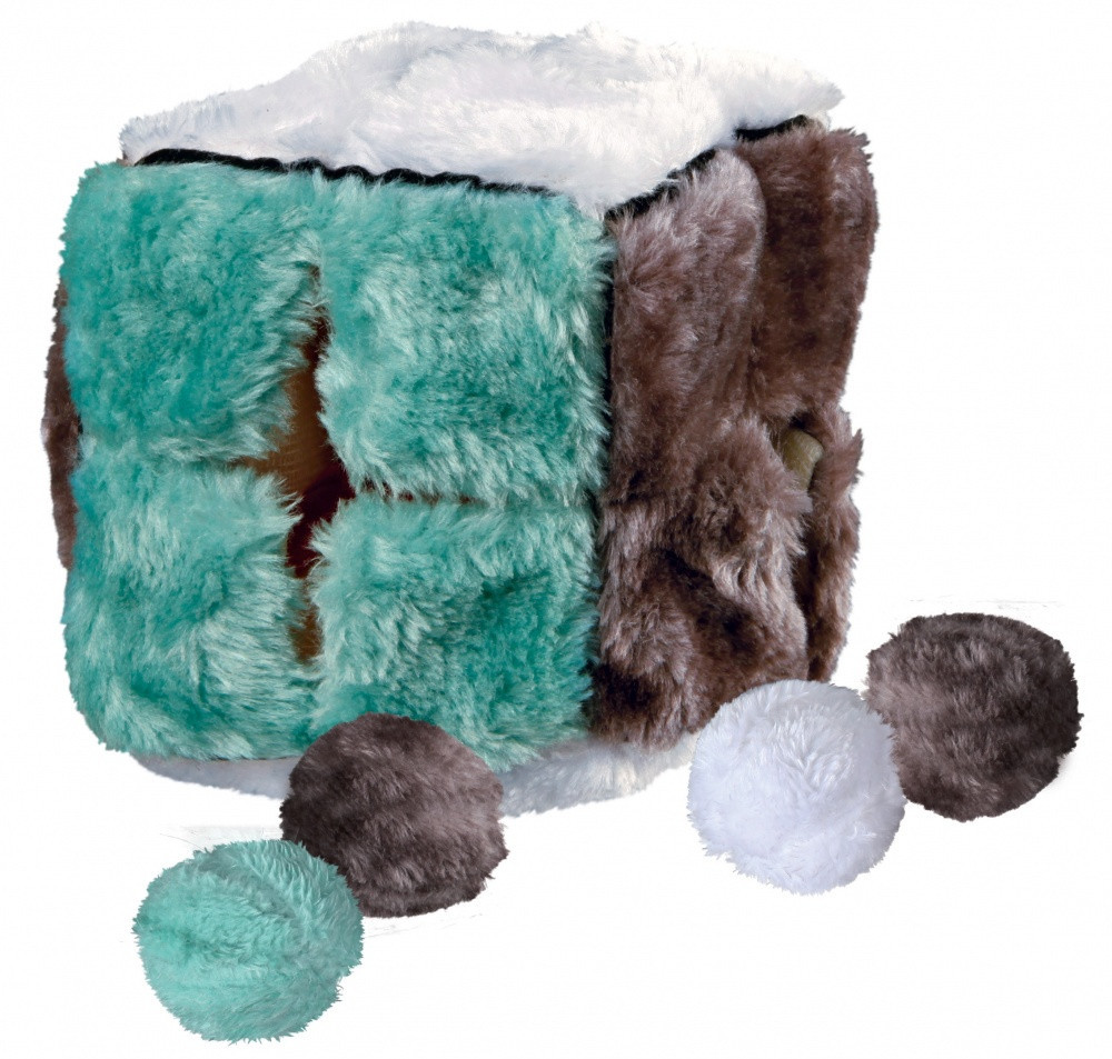 Іграшка Trixie Plush Cub для кішок, м'який куб з кульками, 14 см