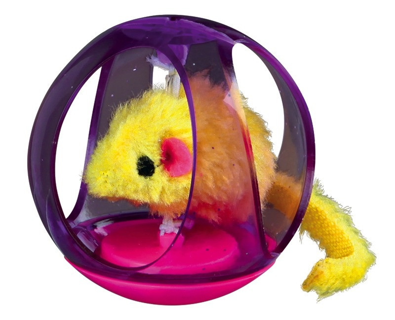 Іграшка Trixie Bobo Ball для кішок пластикова, кулька з мишкою, 6 см