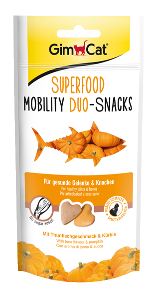 Витамины Gimcat Superfood Mobility Duo-Snacks для кошек сердечки с тунцом и тыквой, 40 г - фото 1 - id-p658157905