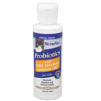 Вітамінна добавка Nutri-Vet Probiotics with Salmon Oil для кішок c пробииками і маслом лосося, 118 мл