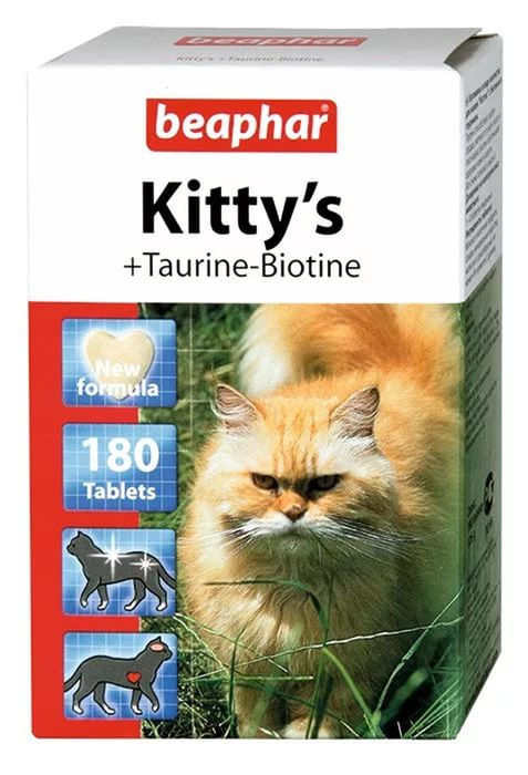 Кормовая добавка Beaphar Kitty's + Taurine-Biotine для кошек с биином и таурином, 180 таб - фото 1 - id-p658158001