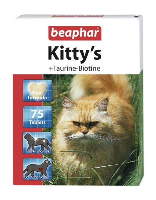 Кормова добавка Beaphar Kitty's + Taurine-Biotine для кішок з биином і таурином, 75 таб
