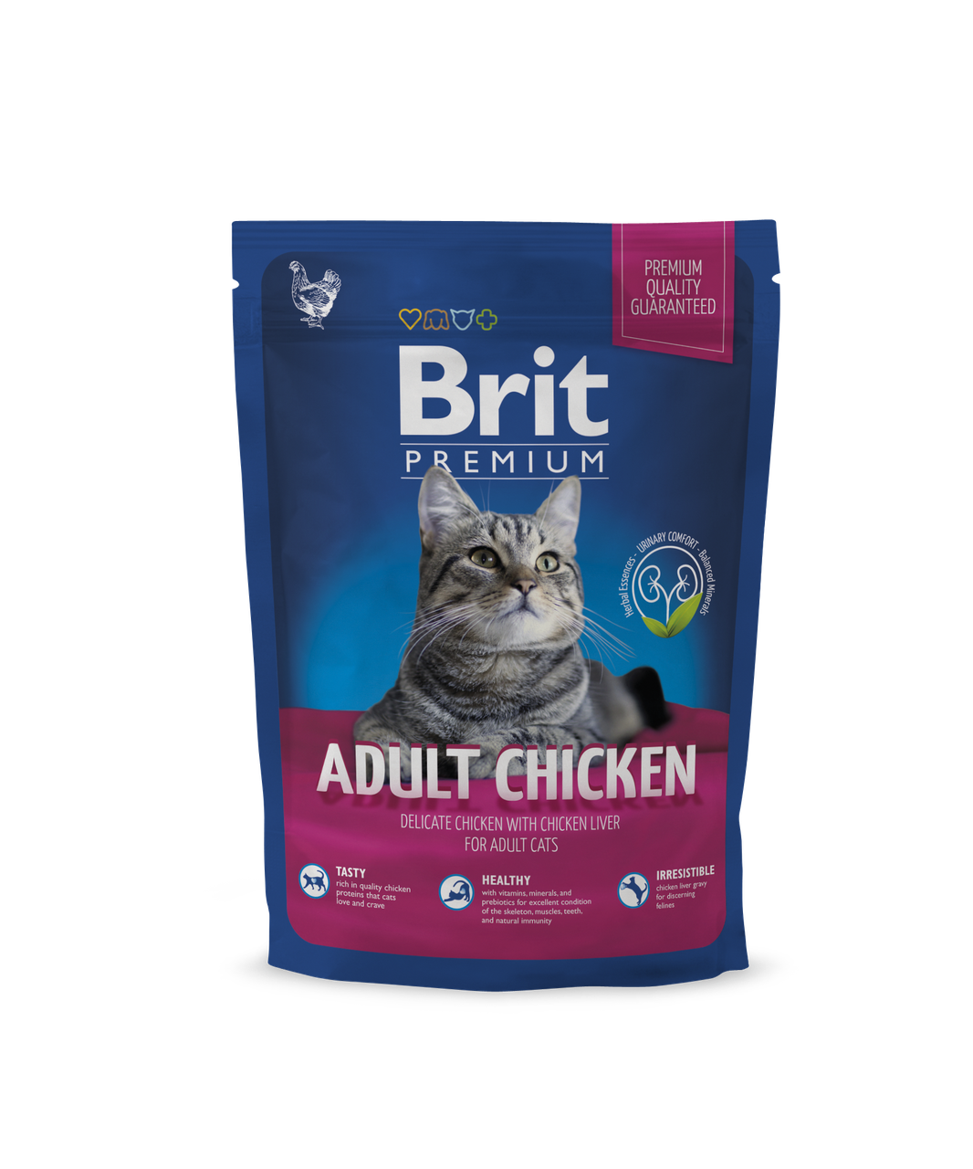 Сухой корм Brit Premium Adult Chicken корм для взрослых кошек с курицей, 1.5 кг