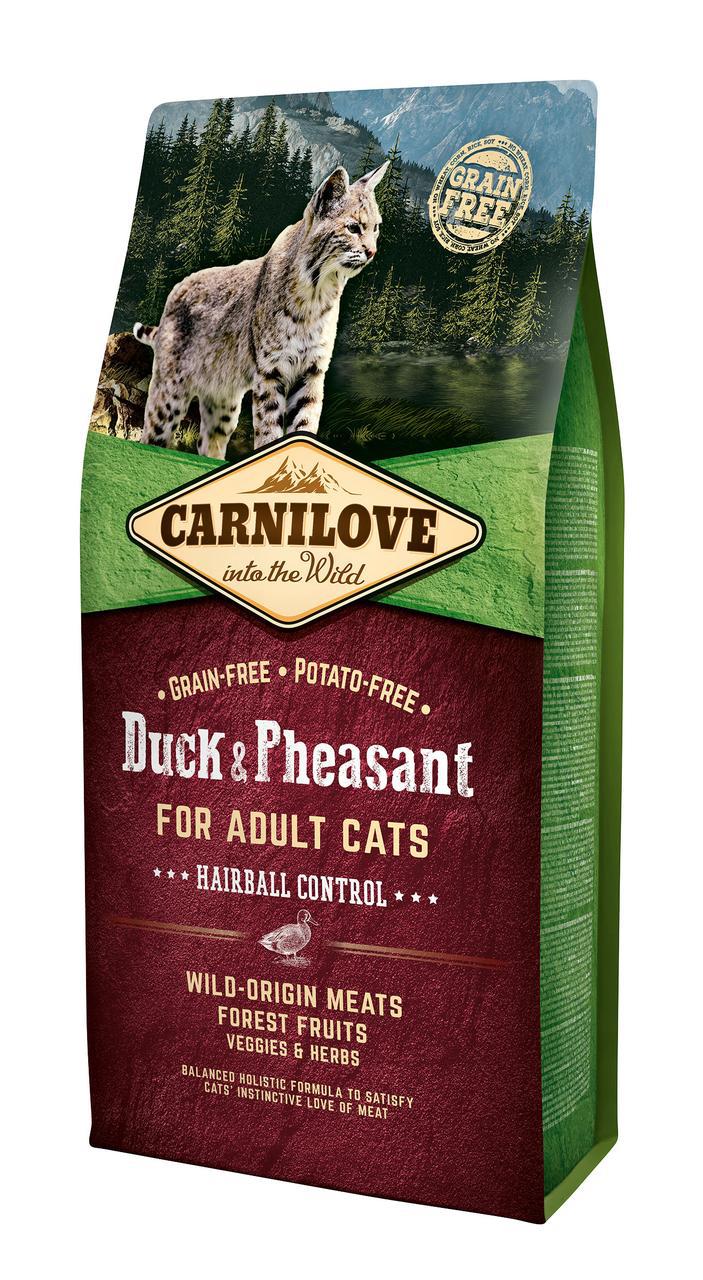 Carnilove Duck & Pheasant Hairball Controll корм для кішок, виведення вовняних грудок, 6 кг