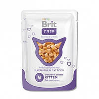 Консерви Brit Care Kitten Chicken & Cheese для кошенят з куркою і сиром, 80 г
