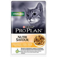 Purina Pro Plan Sterilised Chicken паучи кусочки в соусе для кастрированных кошек с курицей 85гр