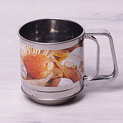 Кружка-сито для просеивания муки с двойным ситовым дном