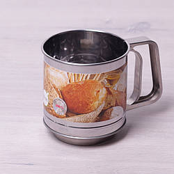 Кружка-сито для просеивания муки с одинарным ситовым дном