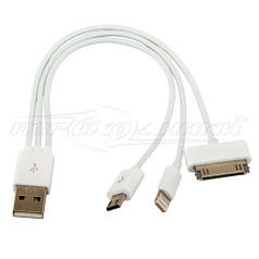 Кабель USB 3-in-1 (Lightning, iPhone 4, micro USB), 0.2 м