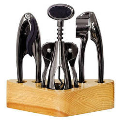 Набор аксессуаров для бара Kamille 3 предмета на деревянной подставке