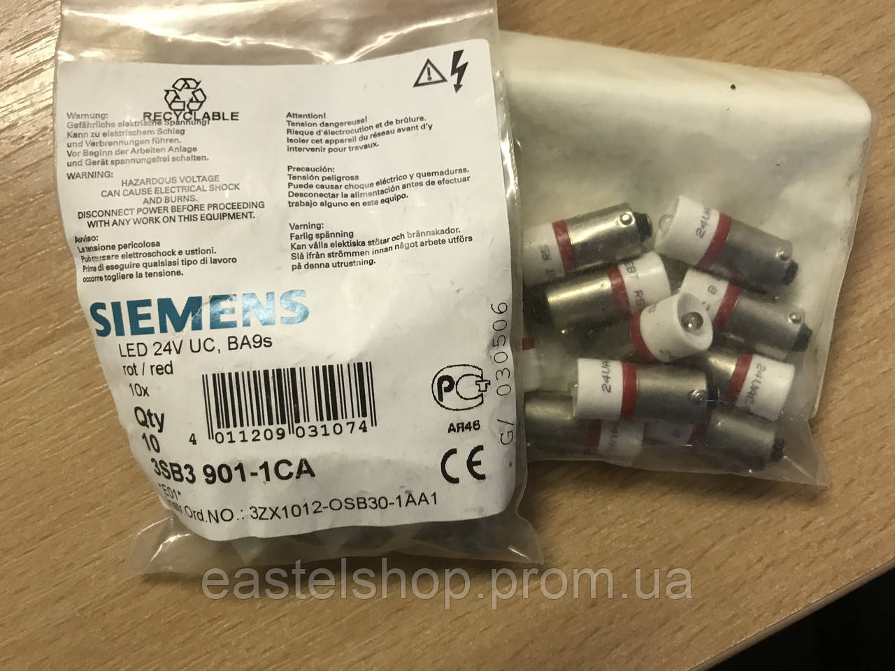 Індикатор Led BA9s червоний SIEMENS 3SB3901-1CA