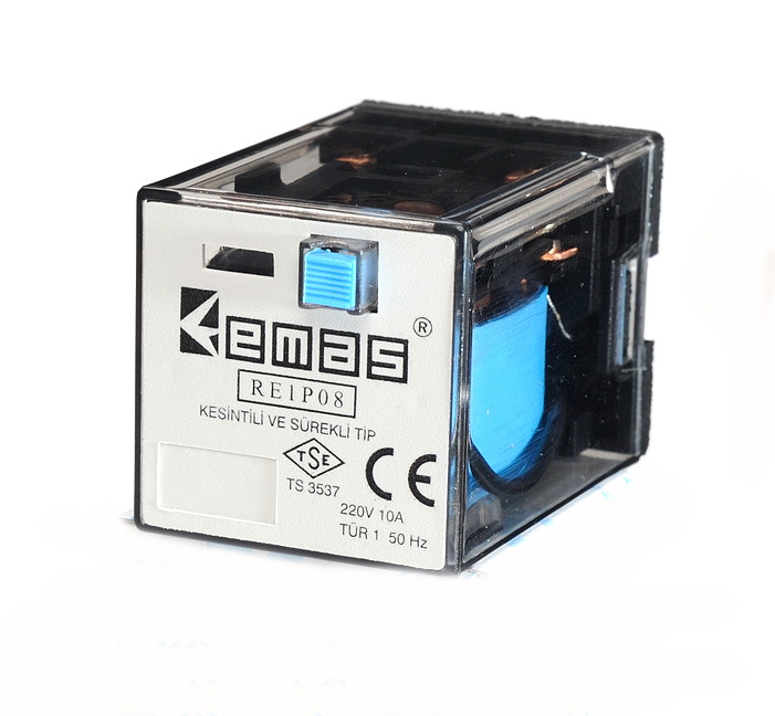 Реле RE1P08AC220 проміжне 2 контакту на 8 висновків EMAS, фото 1