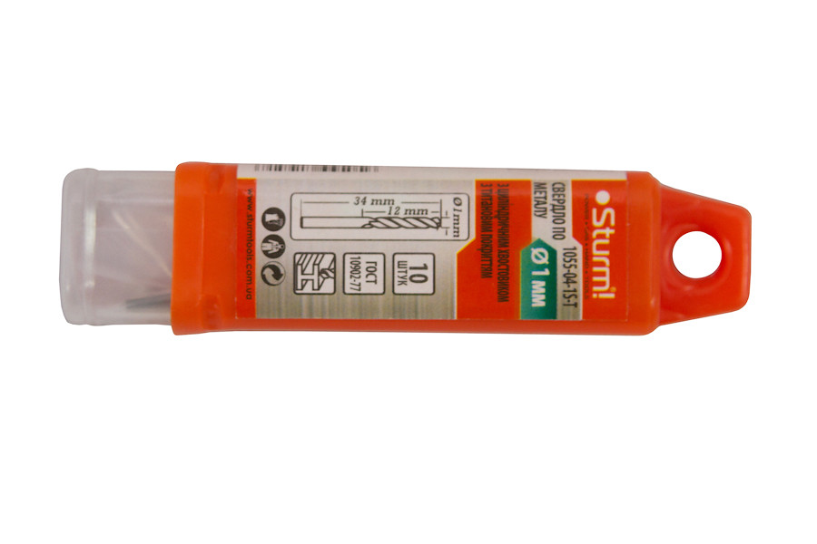 Свердло по металу (з титановим покриттям, Ø1 мм,  10 штук) Sturm1055-04-1S-T