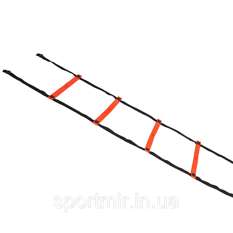 Координаційна драбина SELECT Agillity ladder — indoor (216), оранж/чорн (14 щаблів, 6 м), фото 1