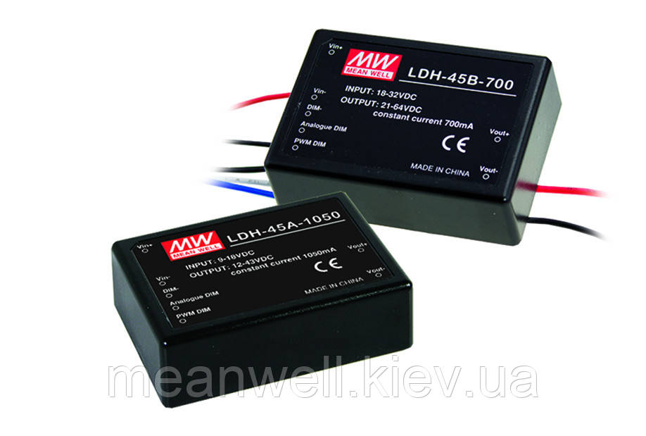 LDH-45A-1050W DC DC драйвер світлодіодів Mean Well Vin 9-18VDC, Vout 12 - 43VDC, 1050mA