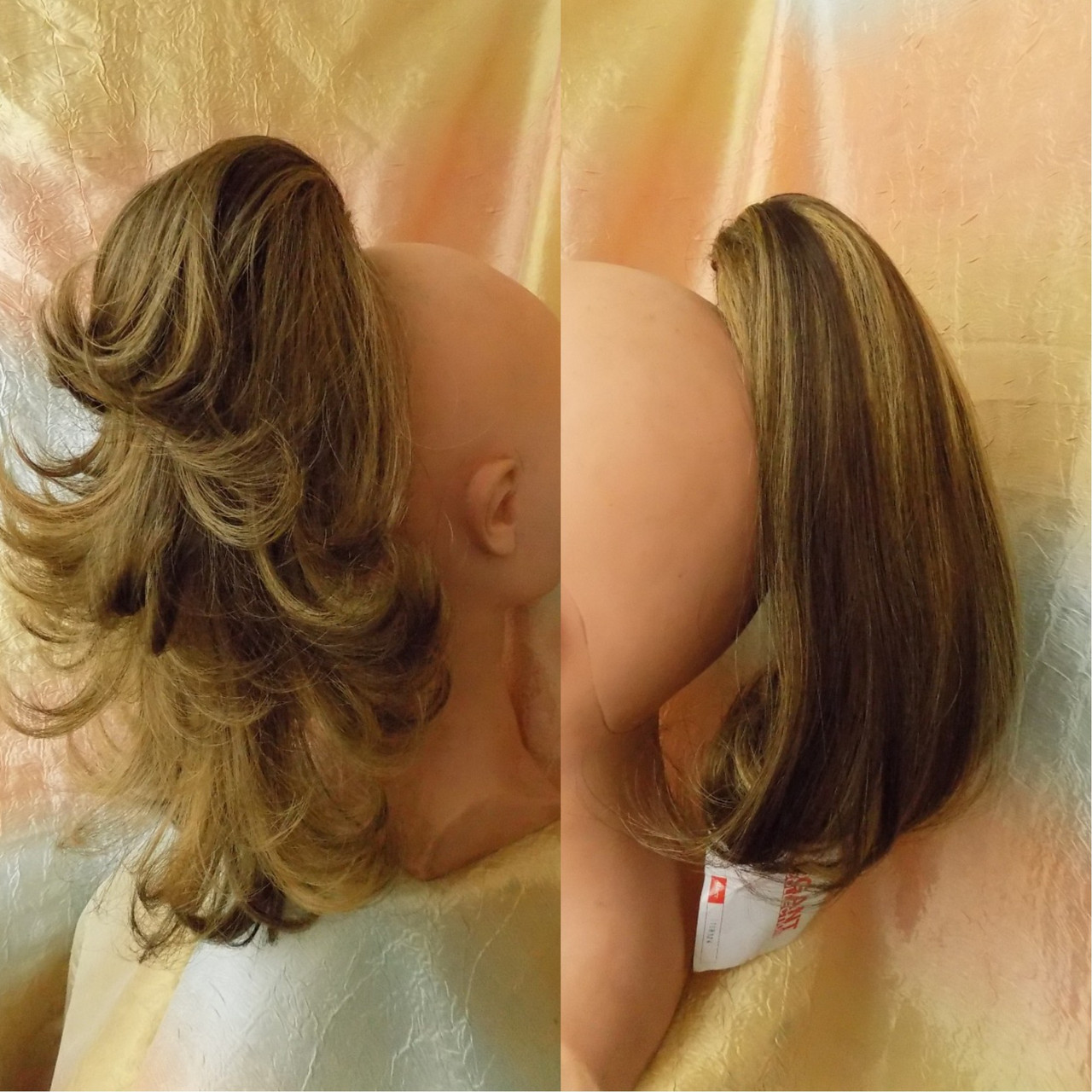 Хвіст шиньон двухсторонній на крабі русявий с міліровкой T95 -8TT124, фото 1