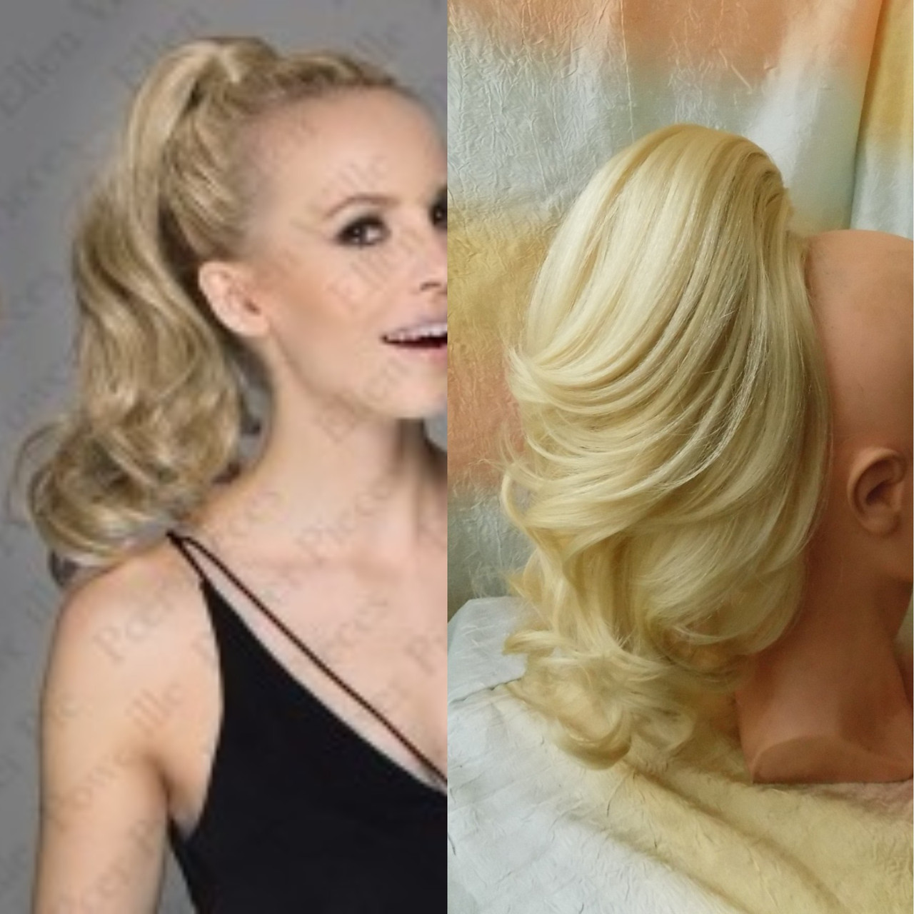 Хвіст двосторонній хвилястий на крабе платіновий блонд 3746-15ВТ613, фото 1