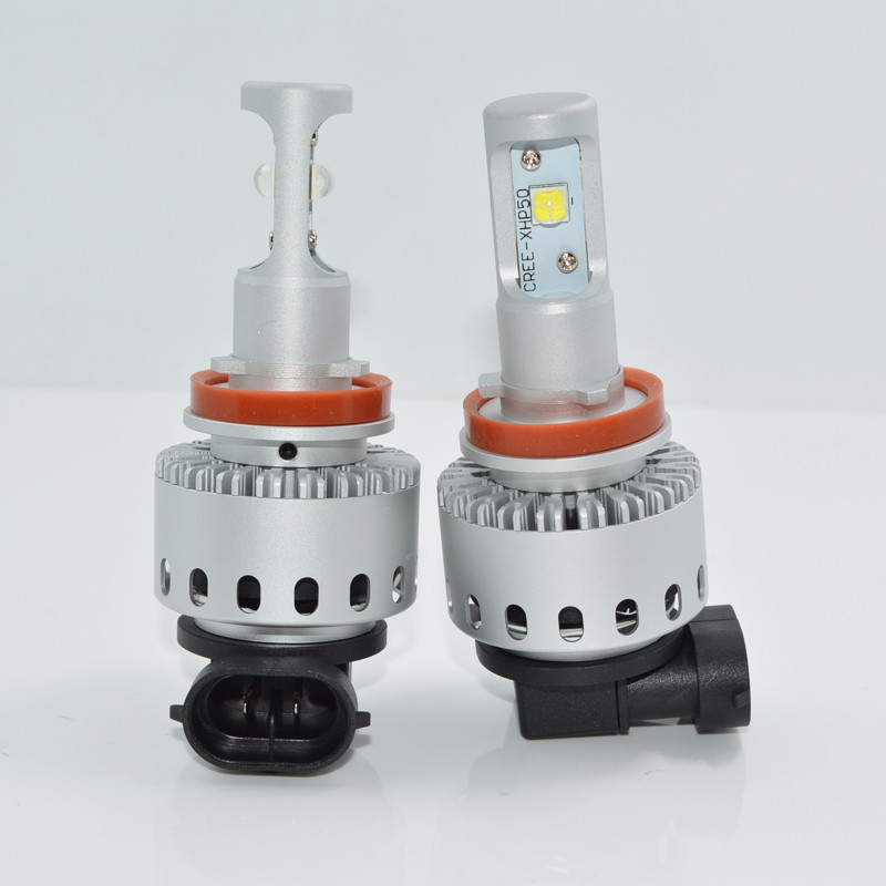 Светодиодная лампа цоколь H8, 7S, CREE XHP50 6000К, 8500 lm 40W, 9-36В ...