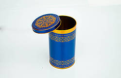 Коробка з кришкою з жерсті, 10х19 см, Синє золото, Святкове паковання з жорстки, Дніпро