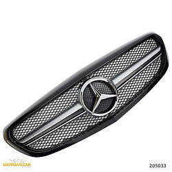 Решітка радіатора Mercedes W205 стиль C63 AMG (чорний глянц + срібло)